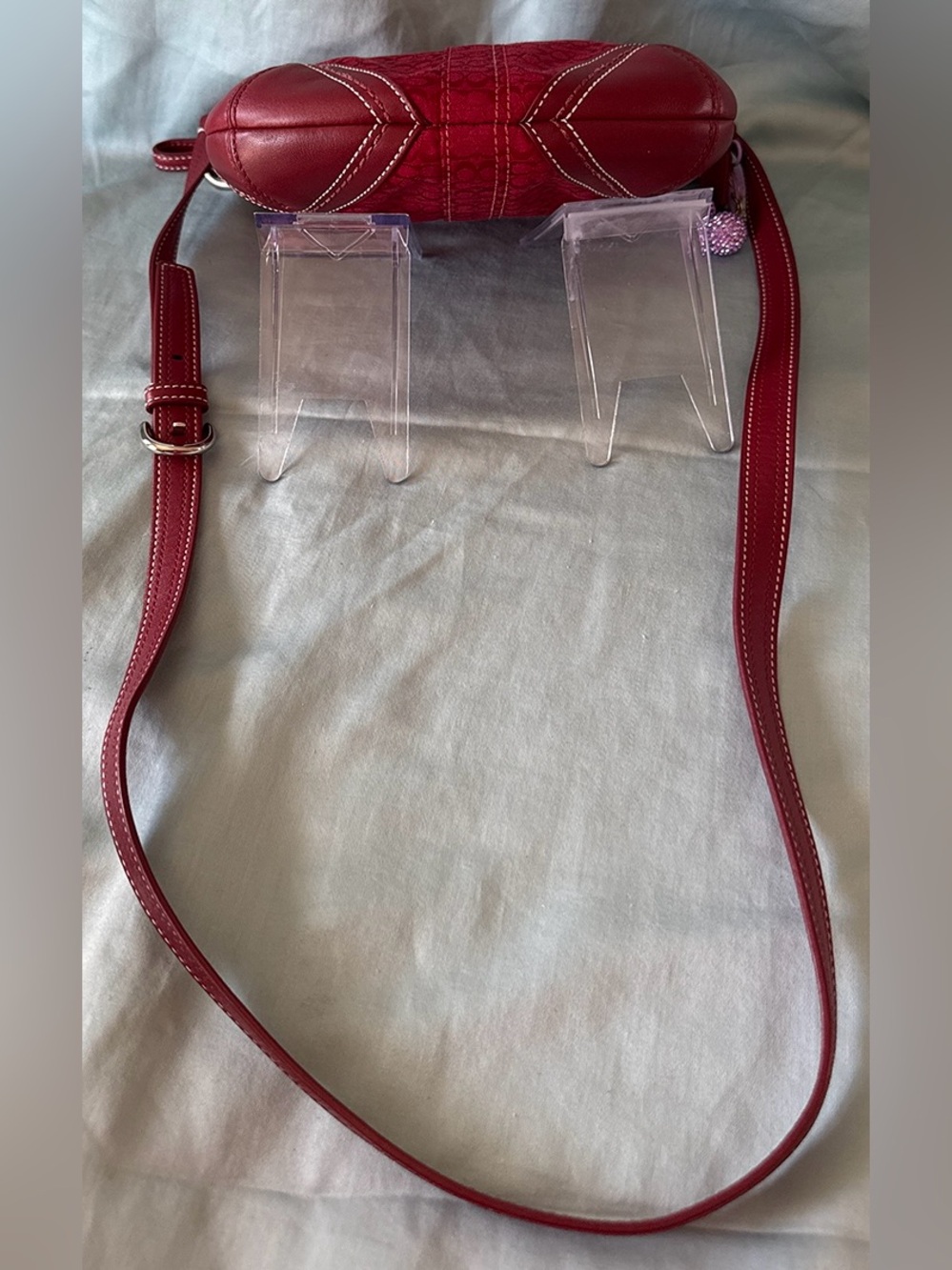 Coach Mini Soho Vintage Y2K Cherry Red Canvas Signature Monogram Crossbody - Picture 6 of 8